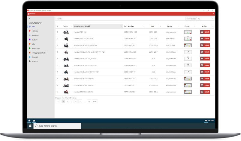 Browser List of ECUs